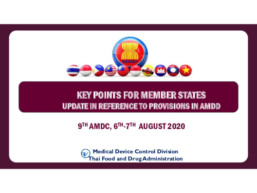 KEY POINTS FOR MEMBER STATES UPDATE IN REFERENCE TO PROVISIONS IN AMDD